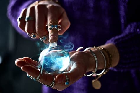 Magical woman conjuring elixir